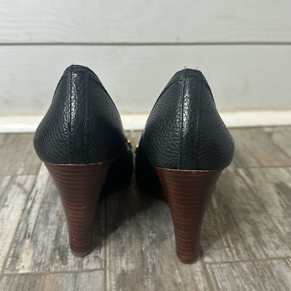 COPY - Tory Burch Black Peep-Toe Leather Wedge Size 8 - Picture 4 of 5